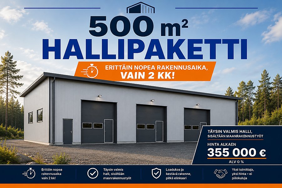 500m2 Hallipaketti