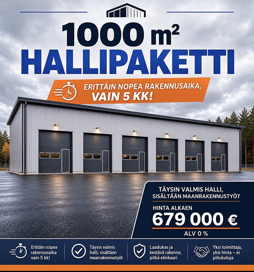 1000m2 Hallipaketti